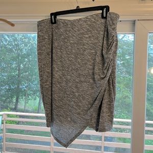 Grey faux wrap knitted pencil skirt
